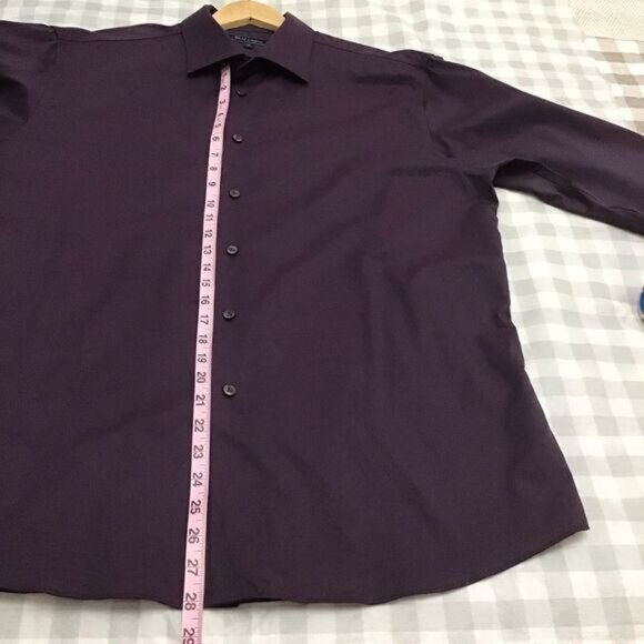 Blu by POLIFRONI men non iron purple dress button down shirt size 18 - Picture 8 of 9